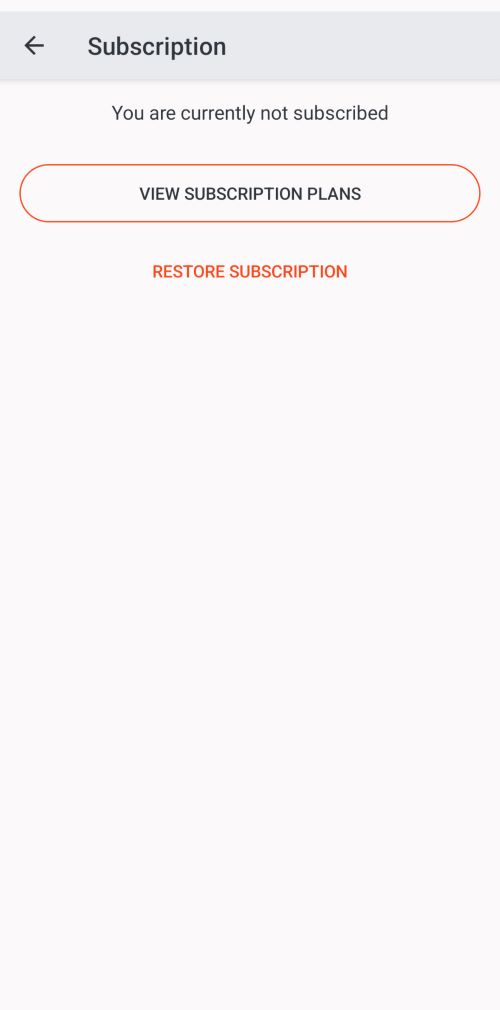 Screengrab of the Subscription status page