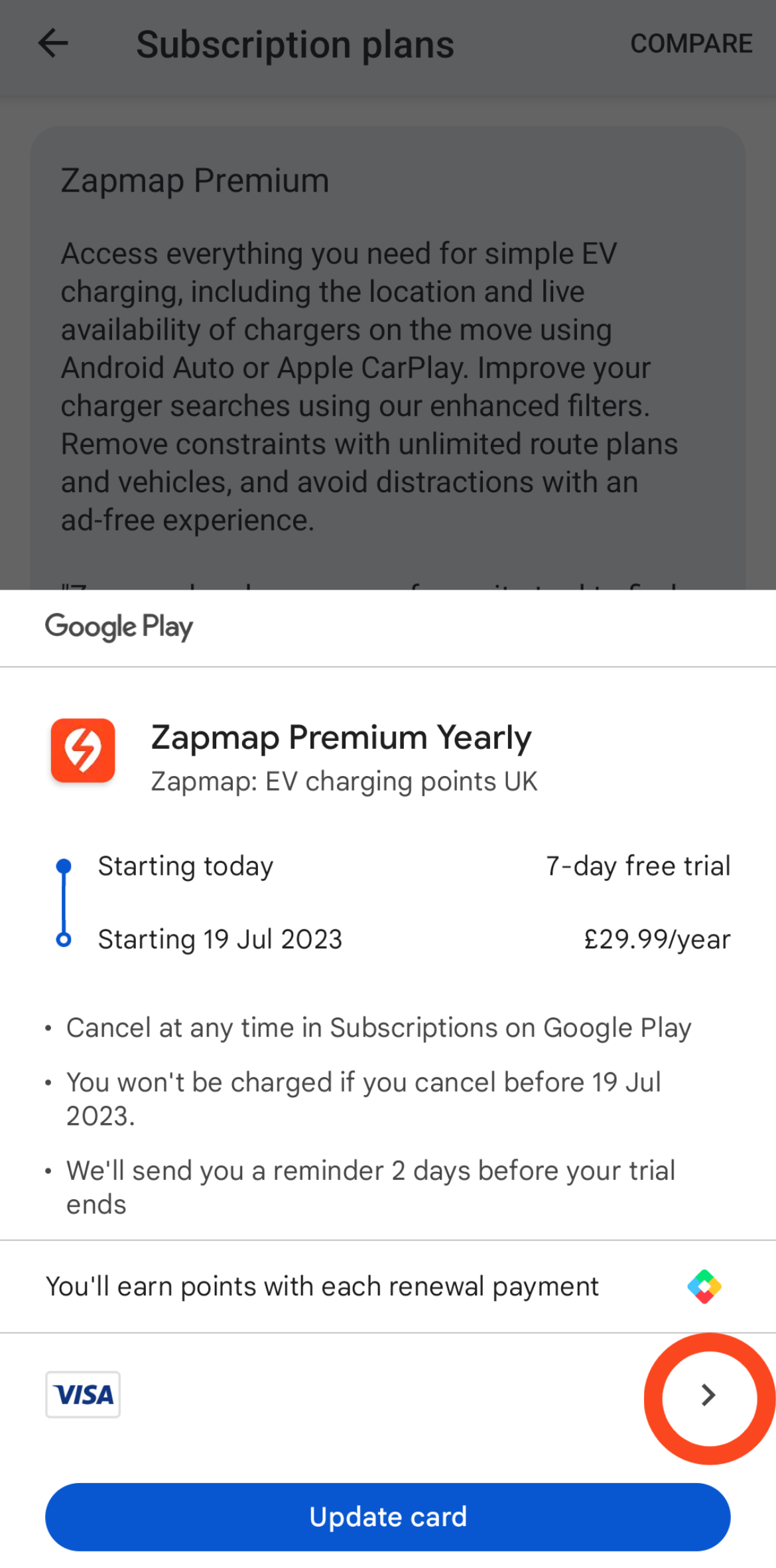 Screengrab of select payment method page
