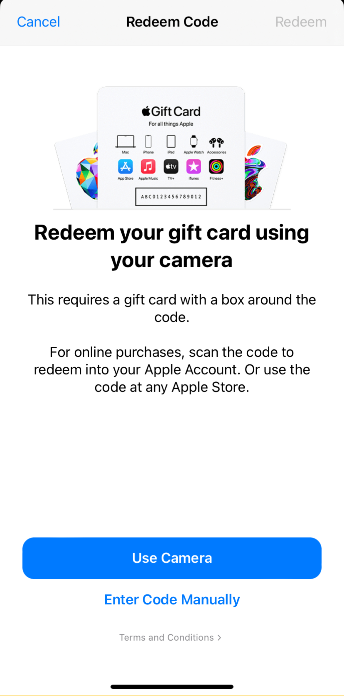 Screen grab of redeem offer page