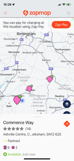 Fastned charge points shown on Zapmap screenshot