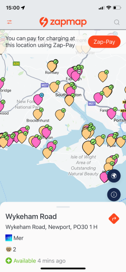 Mer charging points on the Zap-Map app