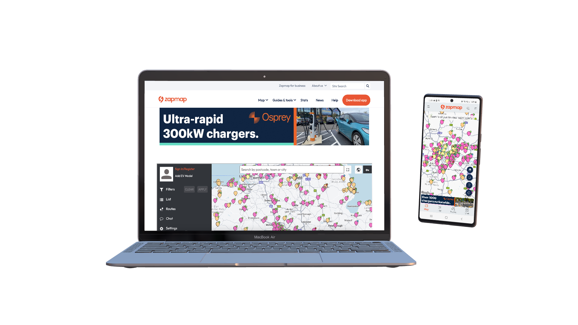 Osprey ads on the Webmap and Mobile App