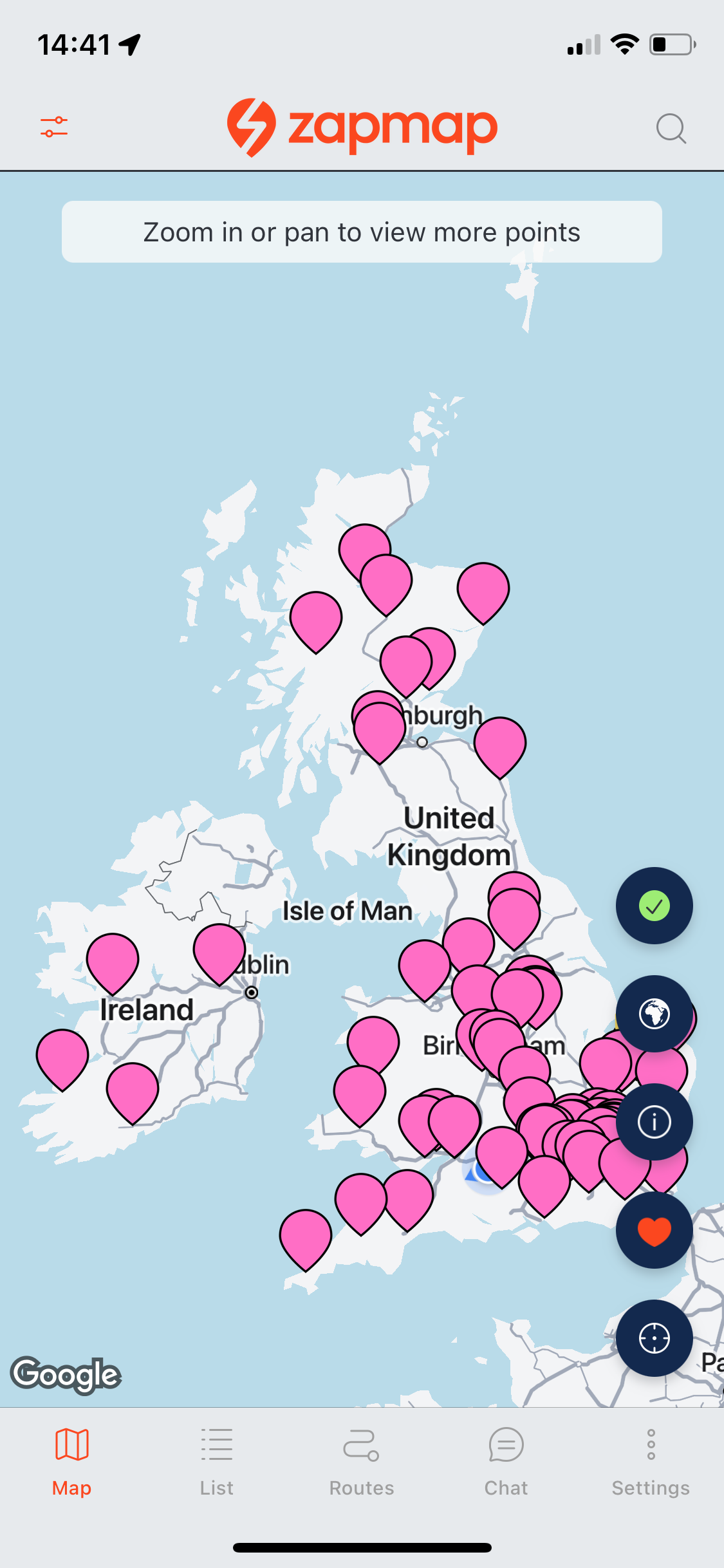 Tesla Public Superchargers on Zapmap - app screenshot 