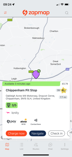 Screenshot of Zapmap app - IONITY - Zap-Pay