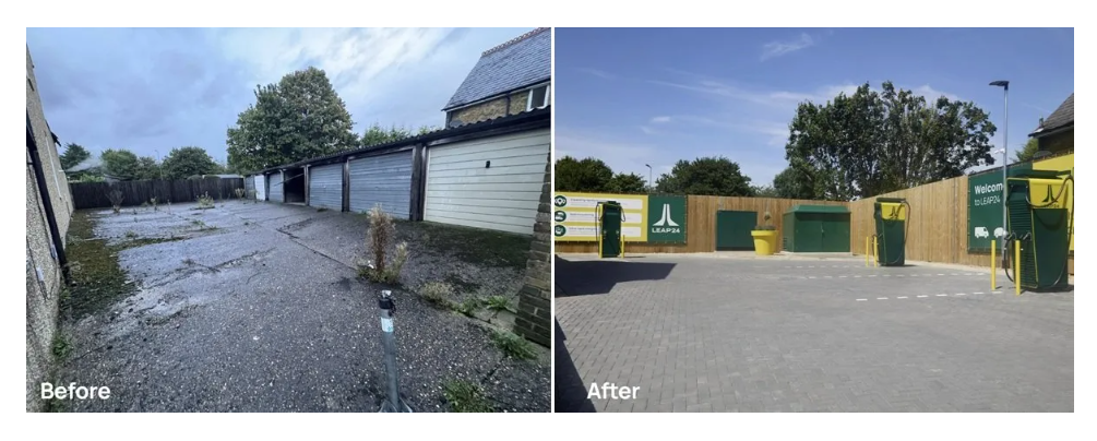 Before and after images of the site