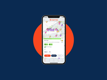 A phone displaying the Zapmap app