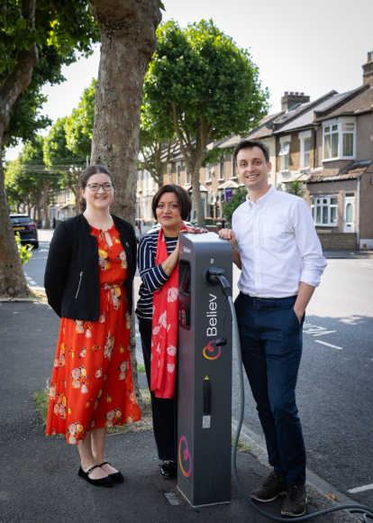 Pictured from L - R: Charlie Allen, Head of Business Development, Public Sector, Believ/Rokhsana Fiaz, the Mayor of Newham/ Edward Davison, Policy at Uber