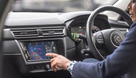 Zapmap CarPlay feature on display inside of EV