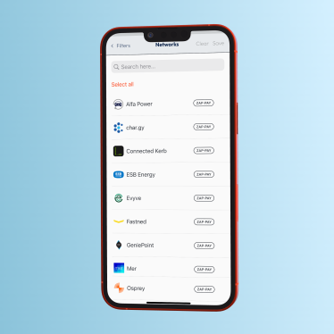 Zap-Pay filter list of network partners