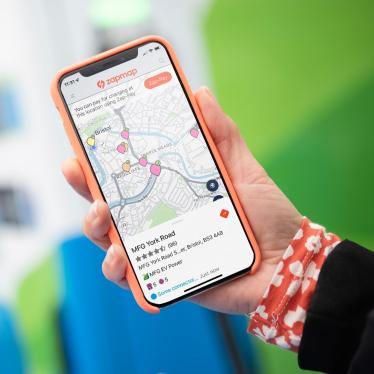 Woman using the Zapmap mobile app