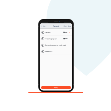 A phone displaying the Zapmap app, showing payment filter options