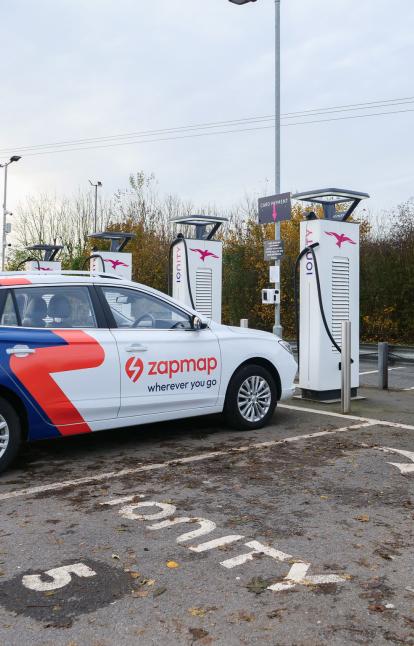 Zapmap EV charging at a motorway hub 