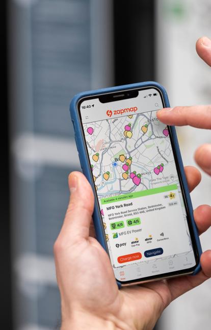 EV charging payment through the Zapmap mobile app