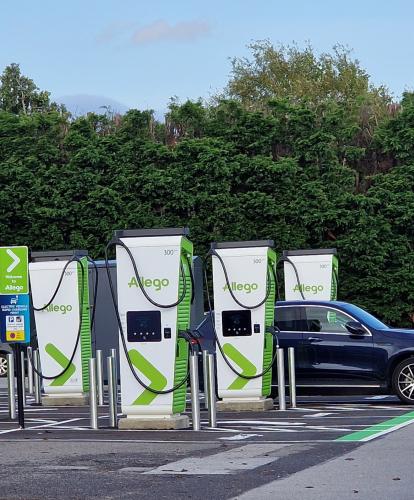 Pennells gargen centre car park with 5 Allego charge points