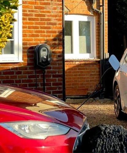 EVs charging on driveway