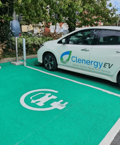 Clenergy EV branded EV at charge point