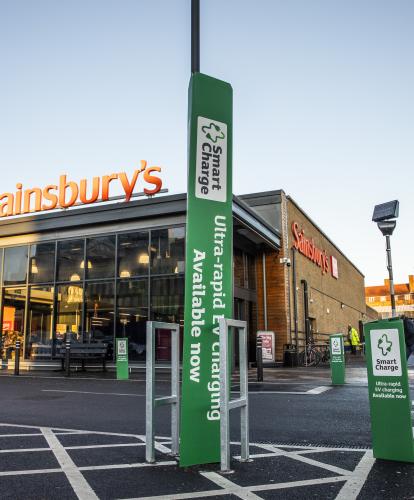 Sainsbury's Smart Charge charge points in front of store