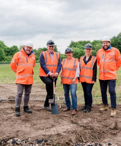 (Left to right)  Michael Hand, Managing Director of Parco civil engineering and groundworks limited    Delvin Lane, CEO of InstaVolt  Cllr Kelsie Learney, Cabinet Member for Climate Emergency, Winchester City Council  Lily Coles, Hub Development Director