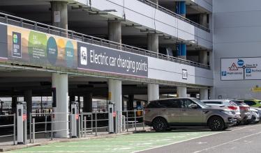 EV charge points at Edinburg airport situated in front of multi-story car park