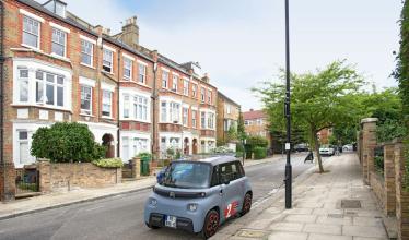 ubitricity charge point charging a Citroen Ami