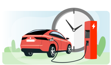 Red EV on charge