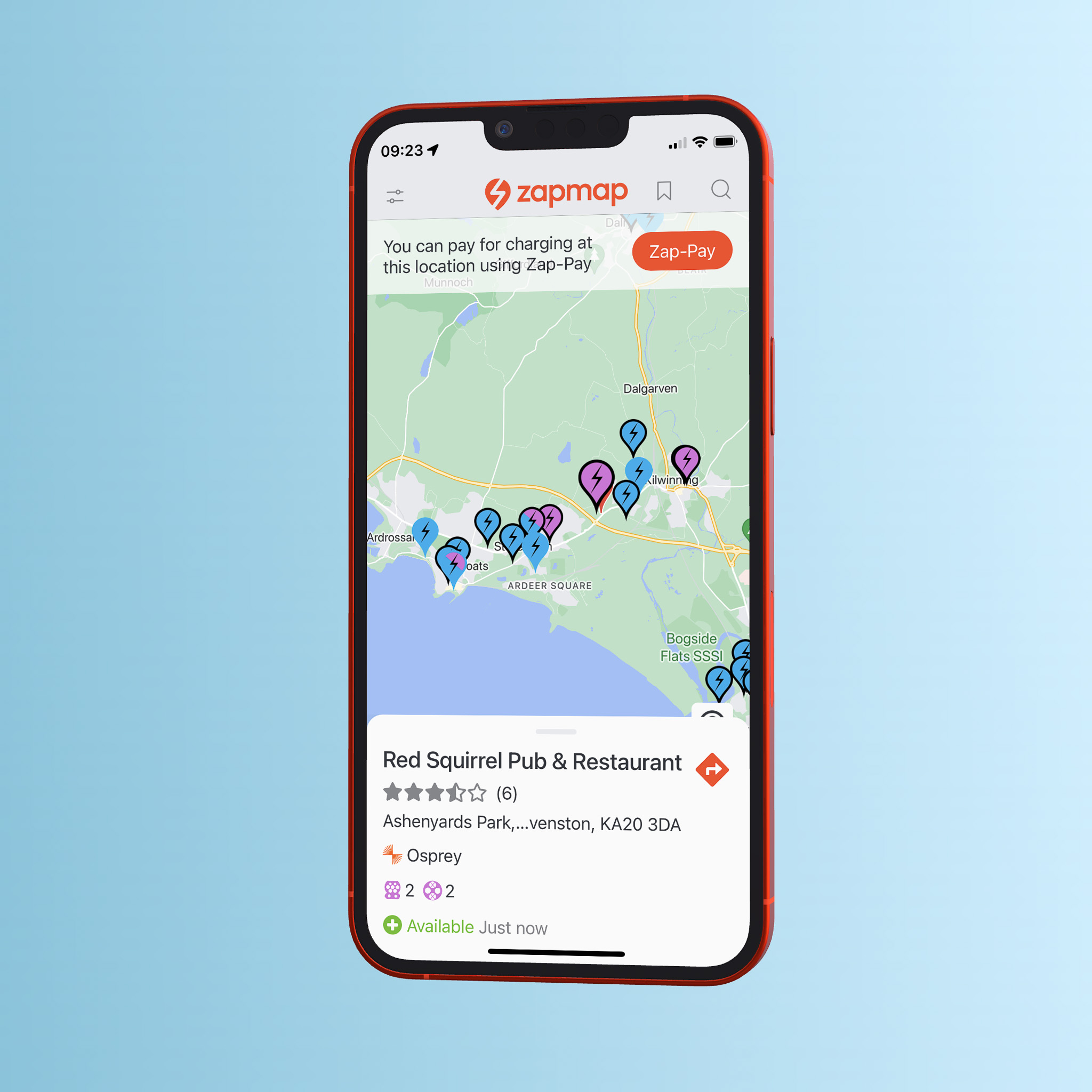 Search for EV chargers