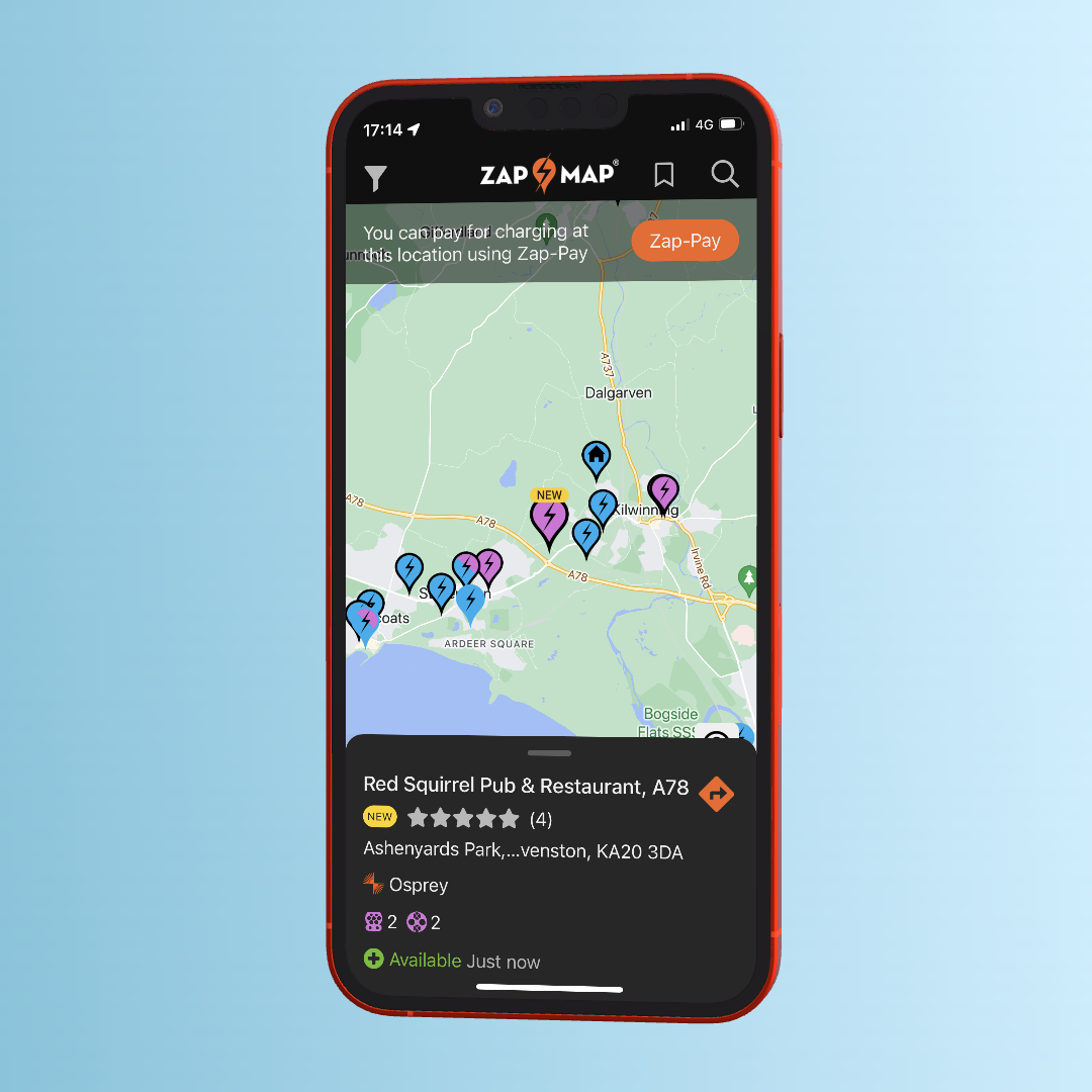 Search for EV chargers